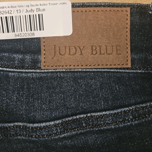 Judy Blue Wide Leg Trouser Jeans 13 / 31 High Rise Dark Wash Stretchy Inseam 32" - Picture 6 of 9